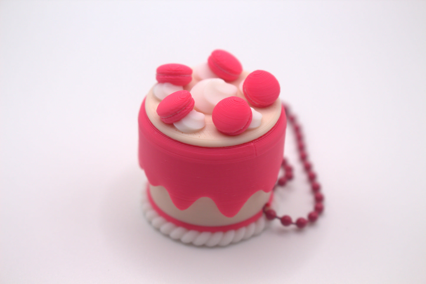 Mini Cake Clicker Keychain – Pink Macaron Design