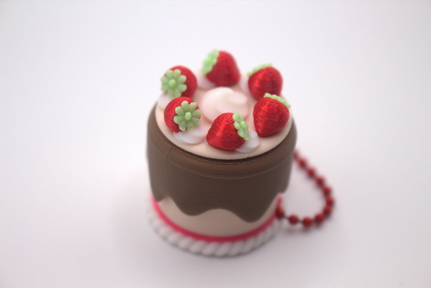 Mini Cake Clicker Keychain – Strawberry Design