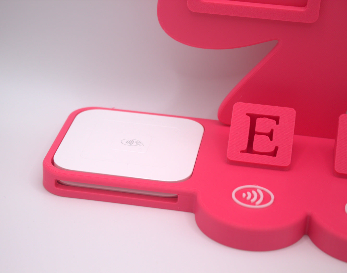 Pink Desktop Payment Station | QR & Logo Display Stand