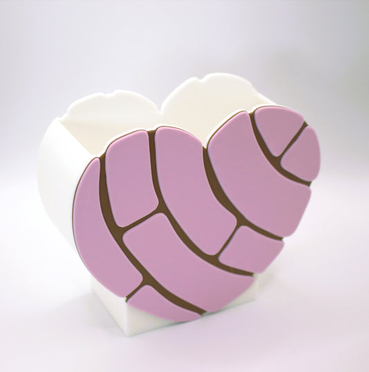 Heart-Shaped Modern Pen Holder – Pink and White Decorative Desk Organizer
