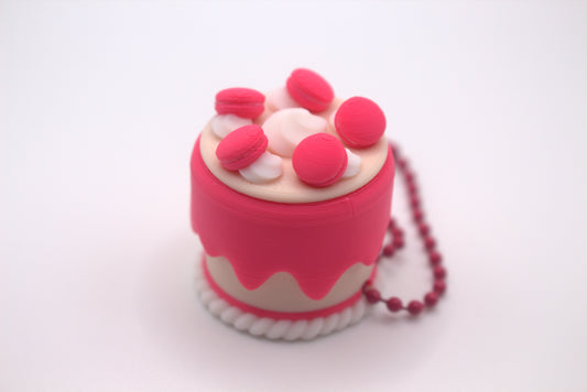 Mini Cake Clicker Keychain – Pink Macaron Design