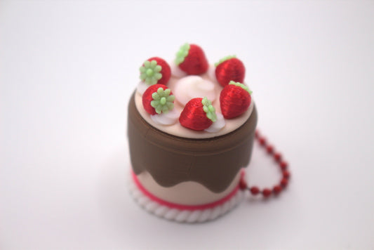 Mini Cake Clicker Keychain – Strawberry Design