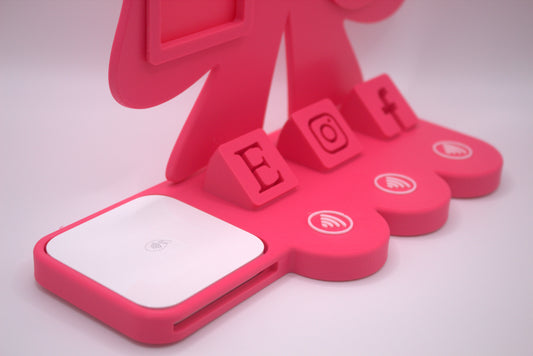 Pink Desktop Payment Station | QR & Logo Display Stand