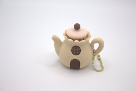 Teapot House Clicker Keychain | Cute Mini Teapot Fidget Keyring