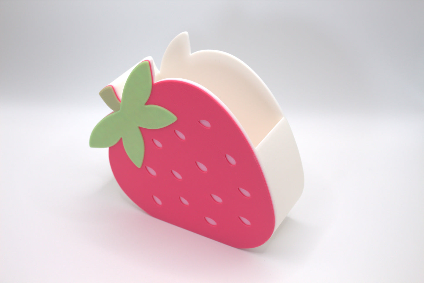 Cute Strawberry Pen Holder – Pink Decorative Desk Organizer